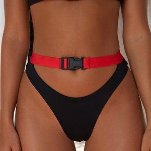 OH POLLY Collar Back Gurl Belted Bikini Bottom NWT